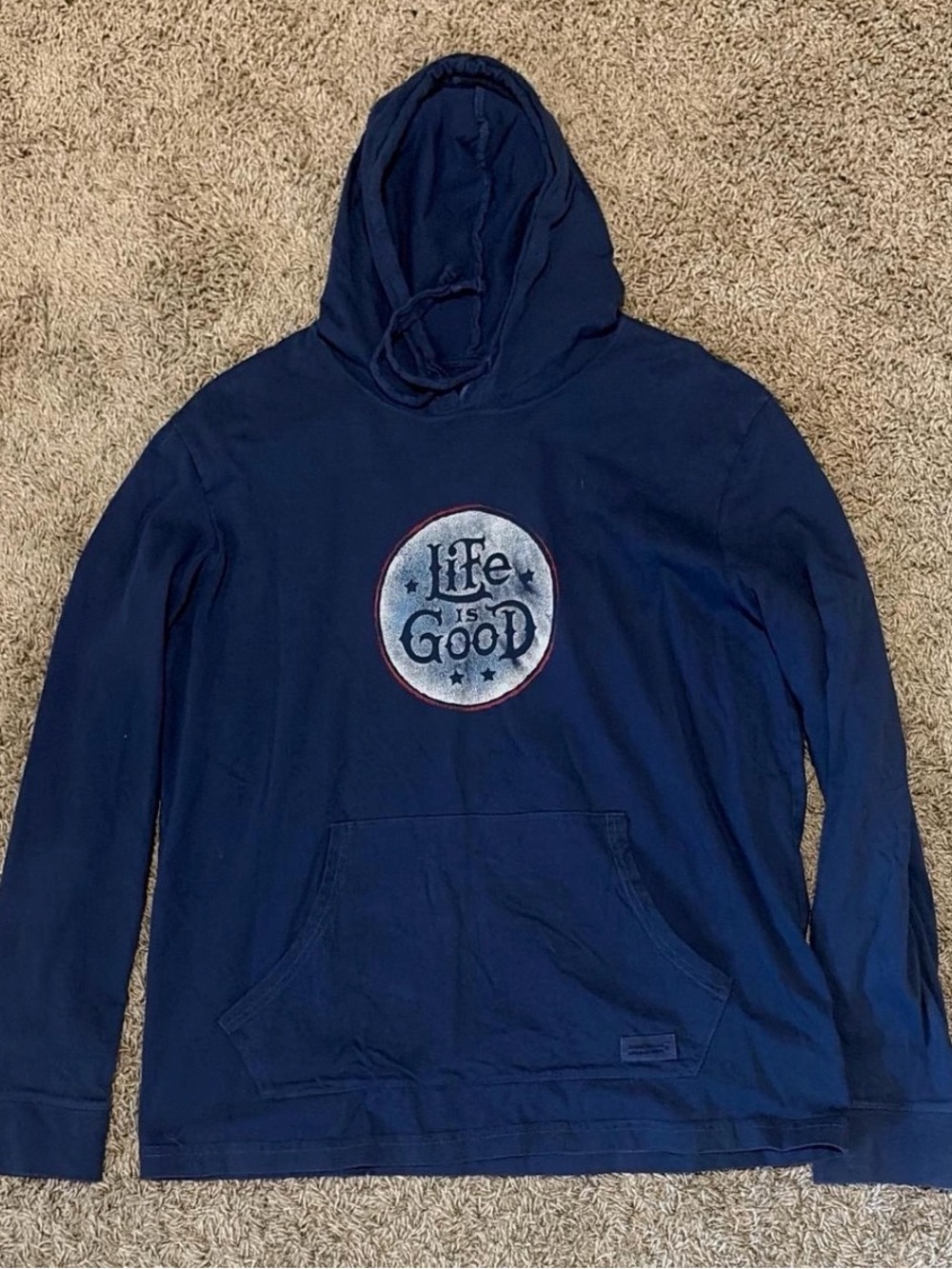 Life Is Good Men's Navy Zip-Up Hoodie with Chest Logo